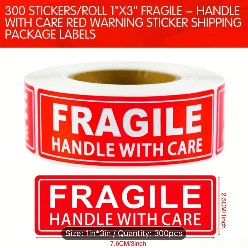 300 STICKERS/Roll FRAGILE
